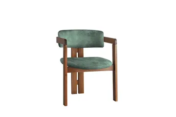 Dellon Lenestol - Valnøtt/Grønn - Møbler - Stoler - Spisestuestoler & kjøkkenstoler