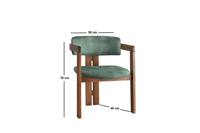 Dellon Lenestol - Valnøtt/Grønn - Møbler - Stoler - Spisestuestoler & kjøkkenstoler