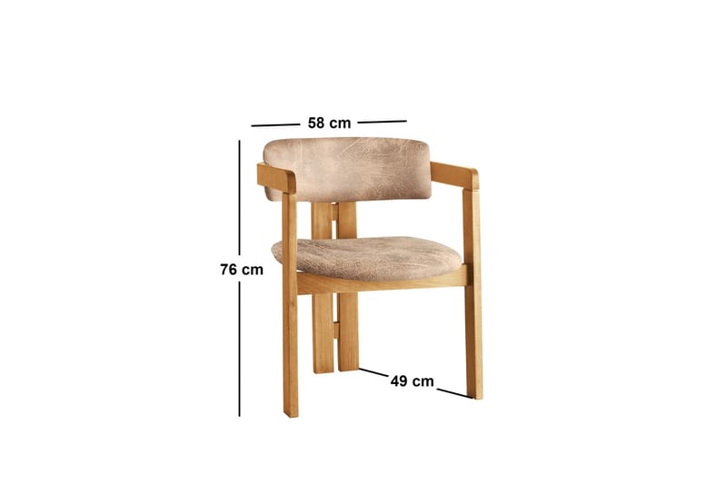 Dylana Lenestol - Eik/Beige - Møbler - Stoler - Spisestuestoler & kjøkkenstoler