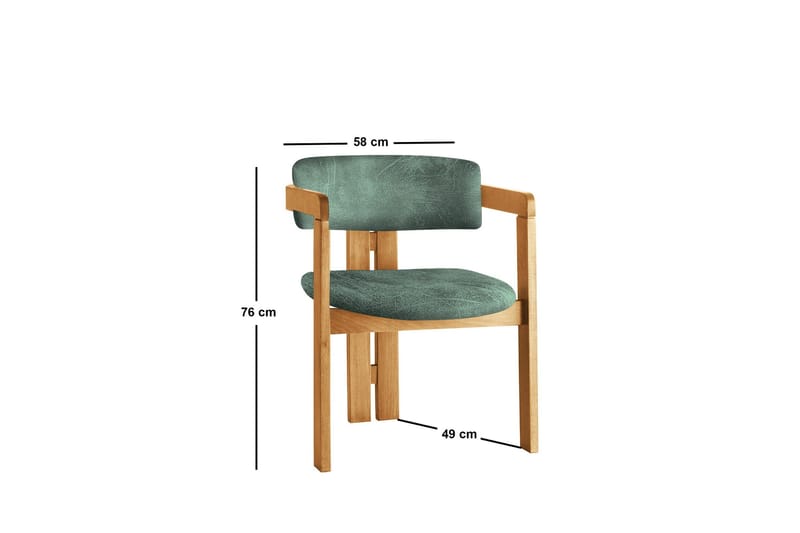 Dylana Lenestol - Eik/Grønn - Møbler - Stoler - Spisestuestoler & kjøkkenstoler