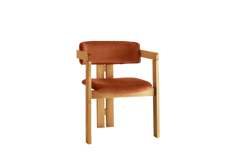 Dylana Lenestol - Eik/Rød - Møbler - Stoler - Spisestuestoler & kjøkkenstoler