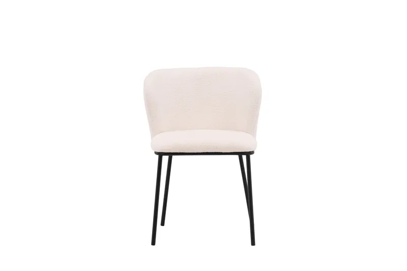 Edina Spisestol i Bouclé med Metallben, Offwhite