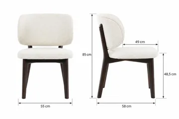 Eira Spisestol og Kjøkkenstol i Tre med Røkt Eikeutseende med Rundet Rygg og Tygsete - Beige - Møbler - Stoler - Spisestuestoler & kjøkkenstoler