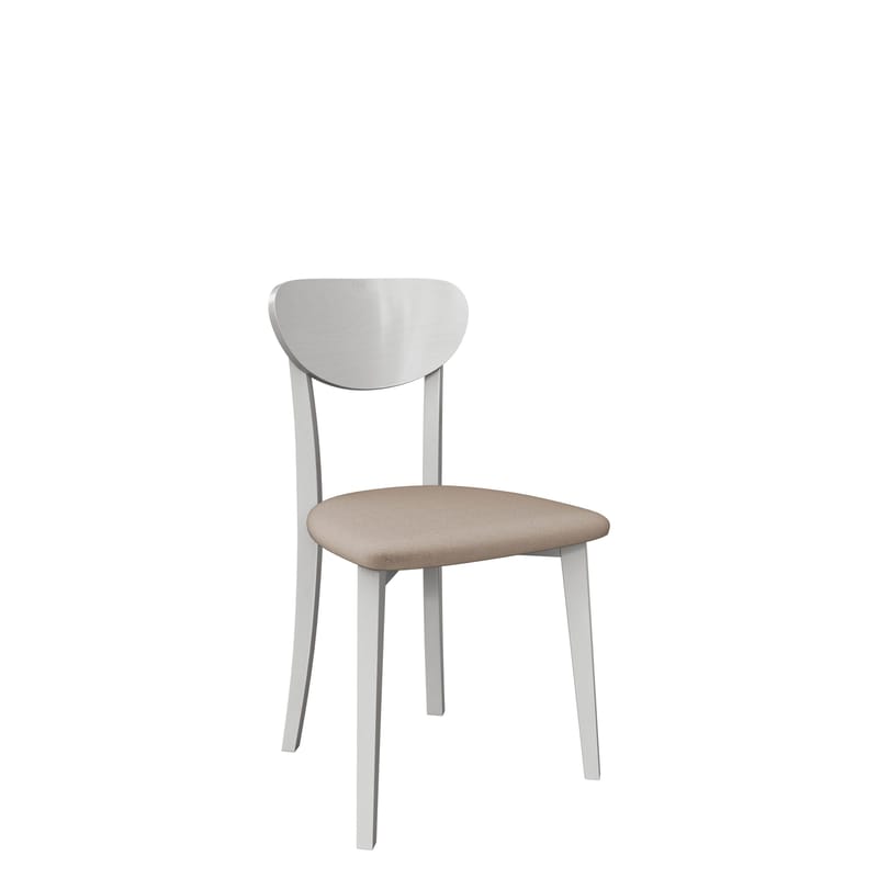 Esher Spisestol i Tre med Stoffdetaljer, Hvit|Beige
