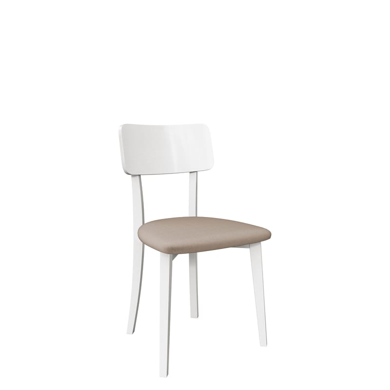 Esher Spisestol i Tre med Stoffdetaljer, Hvit|Beige