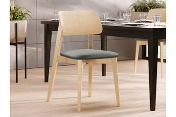 Ferrara Spisestol i Tre med Stoffdetaljer - Grå|Beige - Møbler - Stoler - Spisestuestoler & kjøkkenstoler