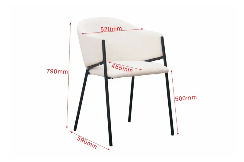 Filip Spisestol - Hvit Bouclé - Møbler - Stoler - Spisestuestoler & kjøkkenstoler