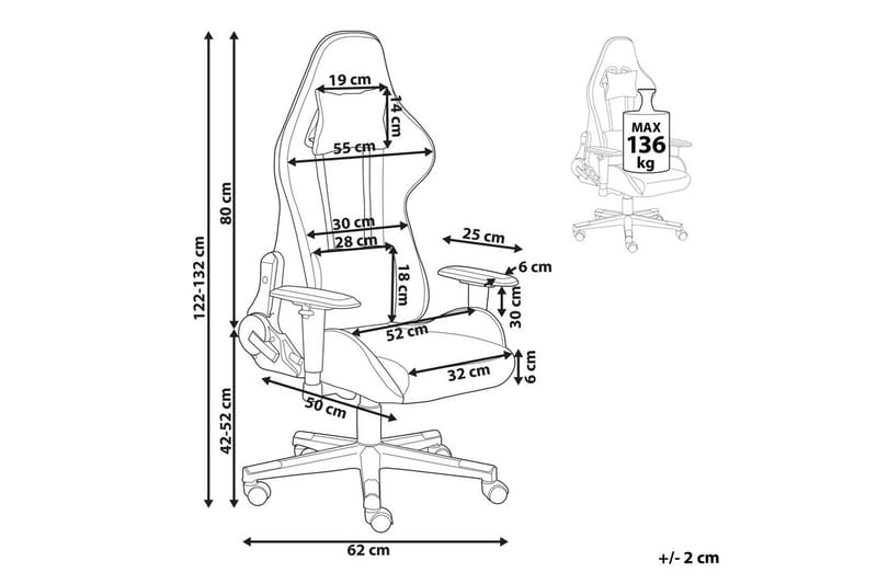 Gamingstol Warrior Grå/svart - Grå/svart - Møbler - Stoler - Gamingstol