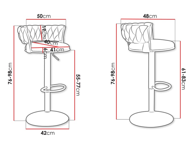 Garrick Barstol 76 cm 2-pakning - Svart - Møbler - Stoler - Barstol