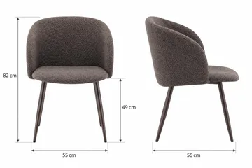 Greya Armstol – Spisestol med Armlener i Bouclé med Metallben - Brun/Valnøtt - Møbler - Stoler - Karmstol