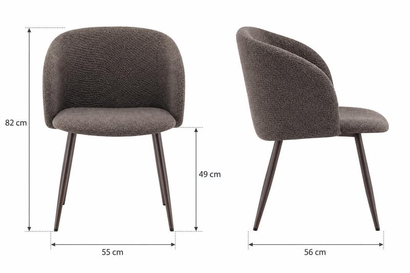 Greya Armstol – Spisestol med Armlener i Bouclé med Metallben - Brun/Valnøtt - Møbler - Stoler - Karmstol