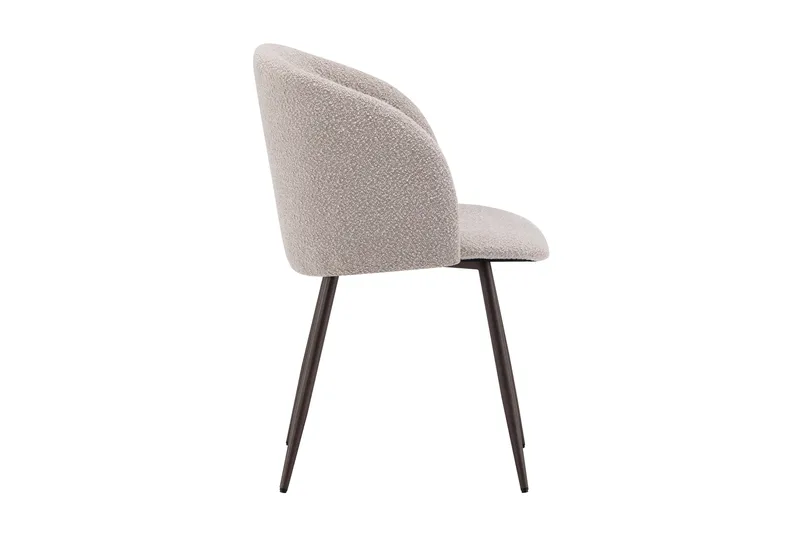 Greya Spisestol med armlener - Beige bouclé/metallben valnøtt - Møbler - Stoler - Karmstol