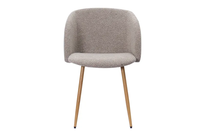 Greya Spisestol med armlener - Greige bouclé / Metallben eik - Møbler - Stoler - Karmstol