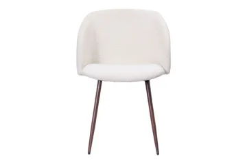 Greya Spisestol med armlener - Hvit bouclé / Metallben valnøtt - Møbler - Stoler - Karmstol