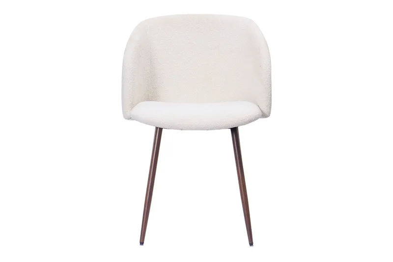 Greya Spisestol med armlener - Hvit bouclé / Metallben valnøtt - Møbler - Stoler - Karmstol