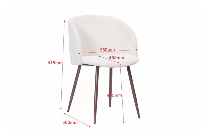 Greya Spisestol med armlener - Hvit bouclé / Metallben valnøtt - Møbler - Stoler - Karmstol