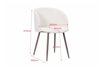 Greya Spisestol med armlener - Hvit bouclé / Metallben valnøtt - Møbler - Stoler - Karmstol