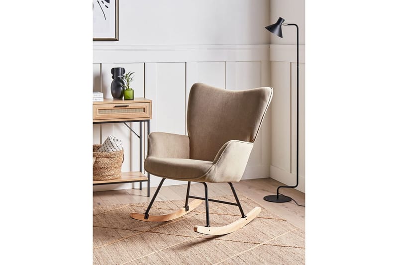 Gyngestol Arset Beige/svart/lyst tre - Beige/svart/lyst tre - Møbler - Stoler - Lenestoler