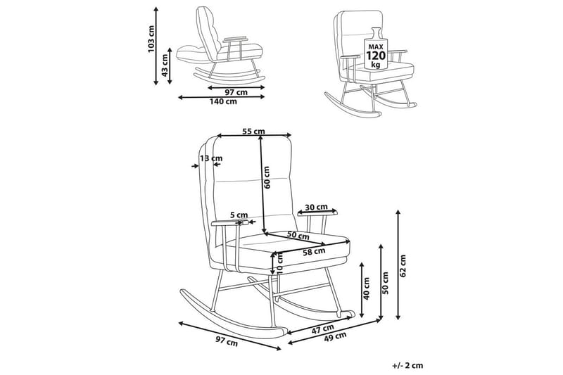 Gyngestol Eskelin - Hvit, svart, brun - Møbler - Stoler - Lenestoler