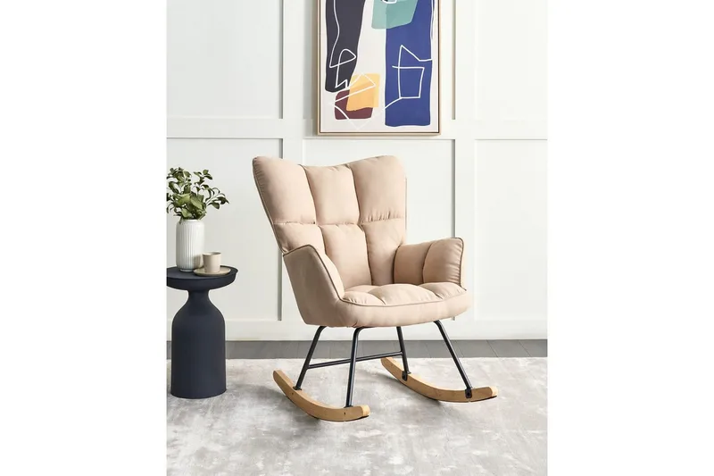 Gyngestol Oulu - Beige, svart, lyst tre - Møbler - Stoler - Lenestoler