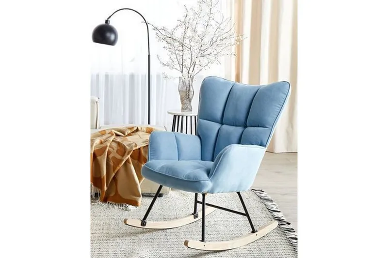 Gyngestol Oulu - Blå, svart, lyst tre - Møbler - Stoler - Lenestoler