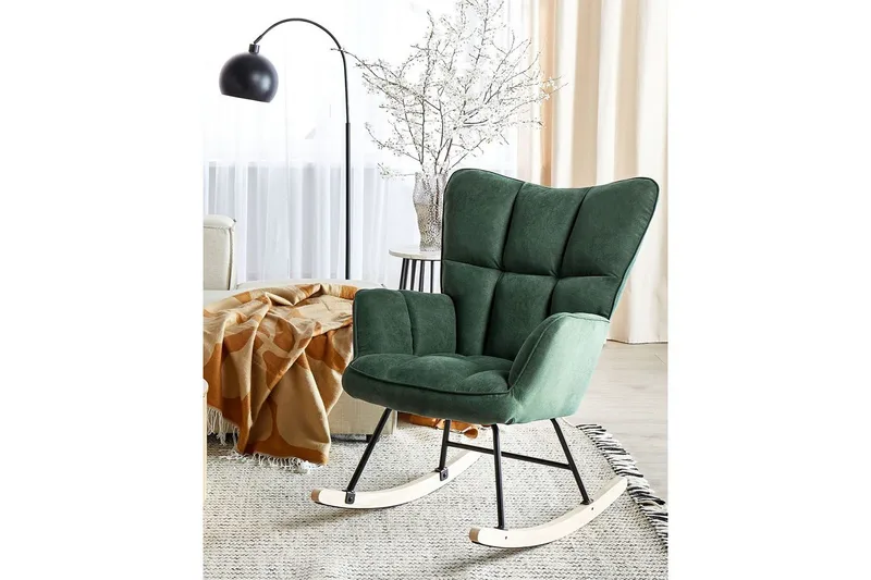 Gyngestol Oulu - Grønn, svart, lyst tre, Grønt, svart, lyst tre - Møbler - Stoler - Lenestoler