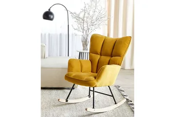 Gyngestol Oulu - Gul, svart, lyst tre, Gult, svart, lyst tre - Møbler - Stoler - Lenestoler