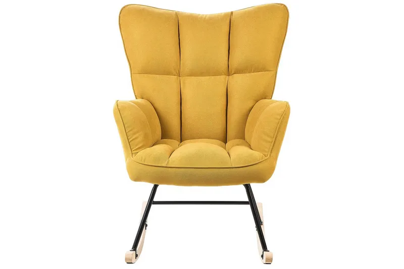 Gyngestol Oulu - Gul, svart, lyst tre, Gult, svart, lyst tre - Møbler - Stoler - Lenestoler