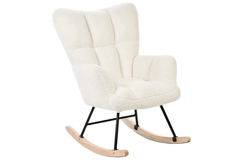 Gyngestol Oulu - Hvit, svart, lyst tre, Hvit, svart, lyst treverk - Møbler - Stoler - Lenestoler