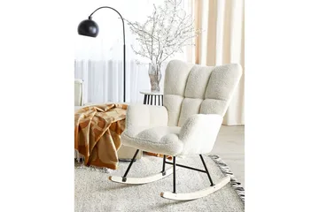 Gyngestol Oulu - Hvit, svart, lyst tre, Hvit, svart, lyst treverk - Møbler - Stoler - Lenestoler