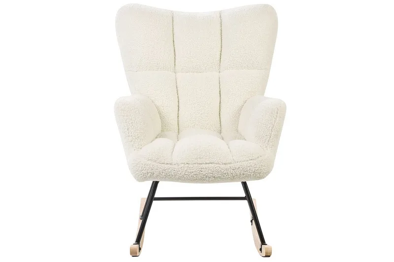 Gyngestol Oulu - Hvit, svart, lyst tre, Hvit, svart, lyst treverk - Møbler - Stoler - Lenestoler