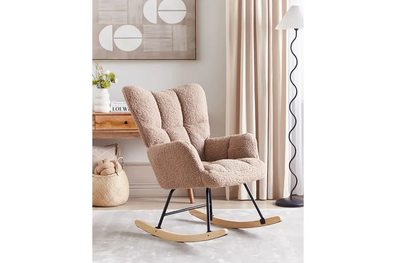 Gyngestol Oulu - Sandbeige, svart, lyst tre - Møbler - Stoler - Lenestoler