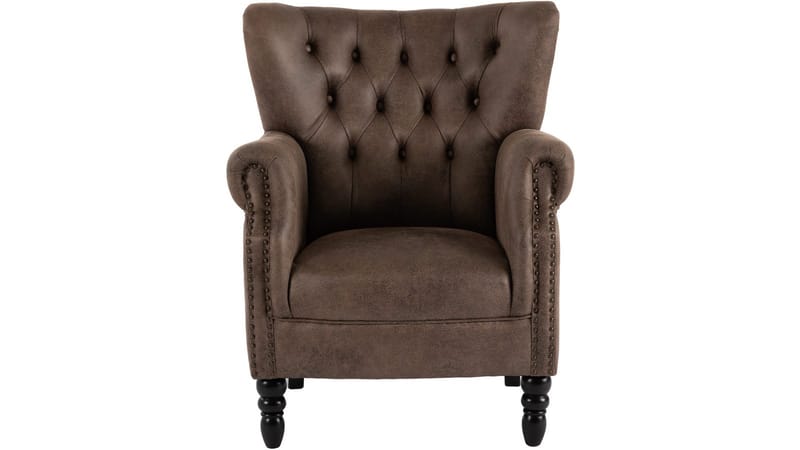 Halvion lenestol med armlener, Brun