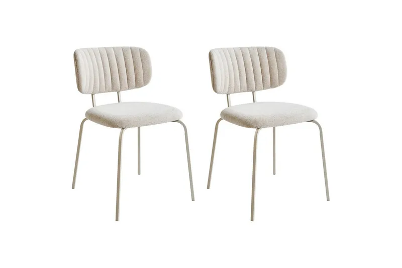 Irins Spisestol i Stoff med Metallben, Beige