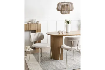 Irins Spisestol i Stoff med Metallben - Beige - Møbler - Stoler - Spisestuestoler & kjøkkenstoler