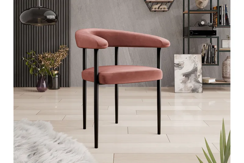 Jacklyn Lenestol - Rosa/Svart - Møbler - Stoler - Spisestuestoler & kjøkkenstoler