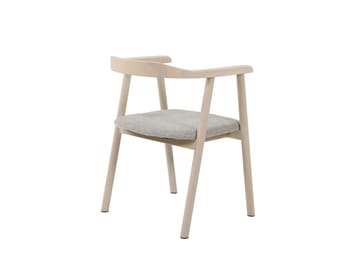Jolie Spisestol i tre med stoffsete - Hvitlasert/Beige - Møbler - Stoler - Spisestuestoler & kjøkkenstoler