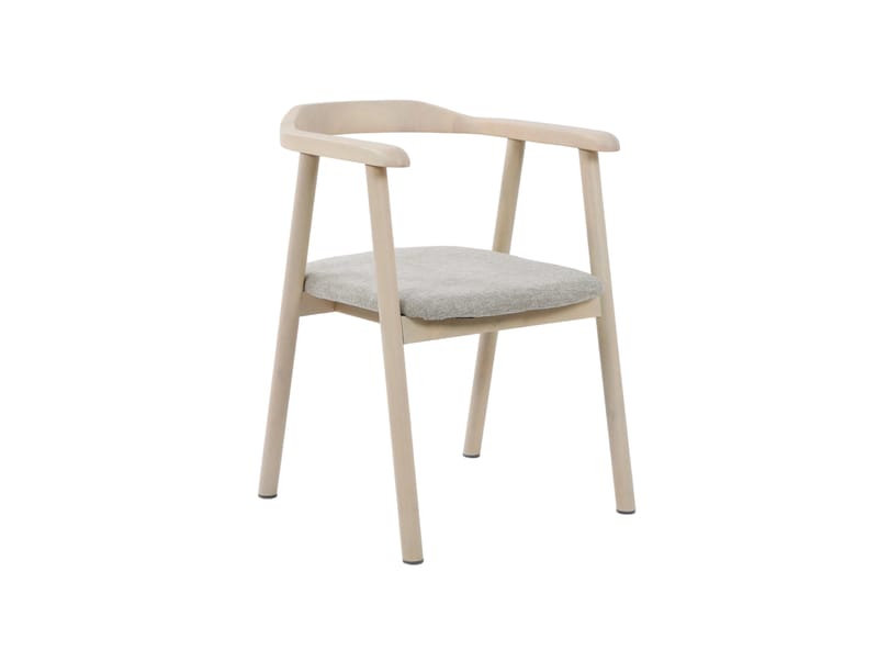 Jolie Spisestol i tre med stoffsete - Hvitlasert/Beige - Møbler - Stoler - Spisestuestoler & kjøkkenstoler