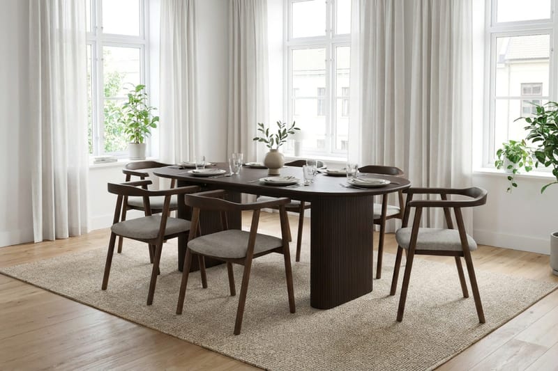 Jolie spisestol i tre med stoffsete - Røkt eik/Beige - Møbler - Stoler - Spisestuestoler & kjøkkenstoler