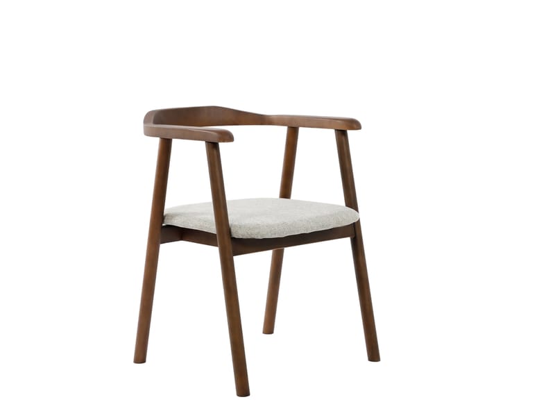 Jolie Spisestol i tre med stoffsete - Valnøtt/Beige - Møbler - Stoler - Spisestuestoler & kjøkkenstoler