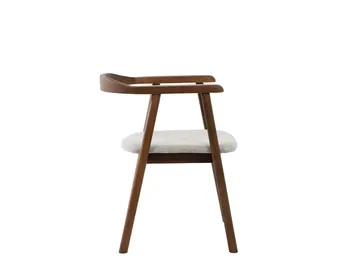 Jolie Spisestol i tre med stoffsete - Valnøtt/Beige - Møbler - Stoler - Spisestuestoler & kjøkkenstoler