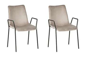 Jeffsy Dining Spisestol 2- pk - Fløyel / Beige grå - Møbler - Stoler - Karmstol
