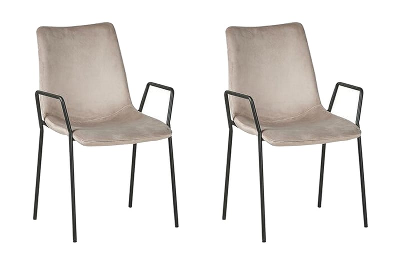Jeffsy Dining Spisestol 2- pk - Fløyel / Beige grå - Møbler - Stoler - Karmstol