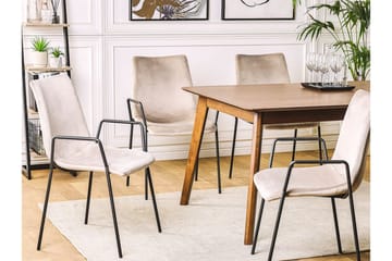 Jeffsy Dining Spisestol 2- pk - Fløyel / Beige grå - Møbler - Stoler - Karmstol