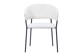 Karol Spisestol med armlener - Hvit bouclé / Metallben svart - Møbler - Stoler - Karmstol