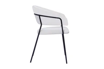 Karol Spisestol med armlener - Hvit bouclé / Metallben svart - Møbler - Stoler - Karmstol