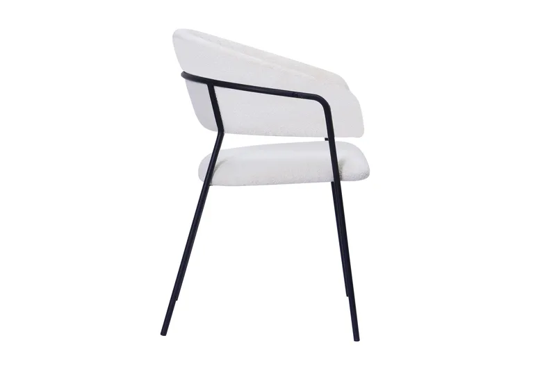 Karol Spisestol med armlener - Hvit bouclé / Metallben svart - Møbler - Stoler - Karmstol