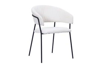 Karol Spisestol med armlener - Hvit bouclé / Metallben svart - Møbler - Stoler - Karmstol