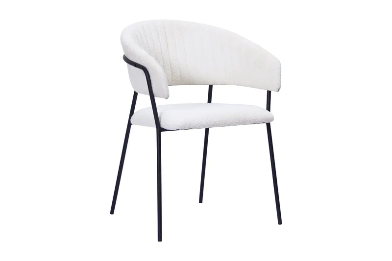 Karol Spisestol med armlener - Hvit bouclé / Metallben svart - Møbler - Stoler - Karmstol