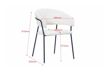 Karol Spisestol med armlener - Hvit bouclé / Metallben svart - Møbler - Stoler - Karmstol